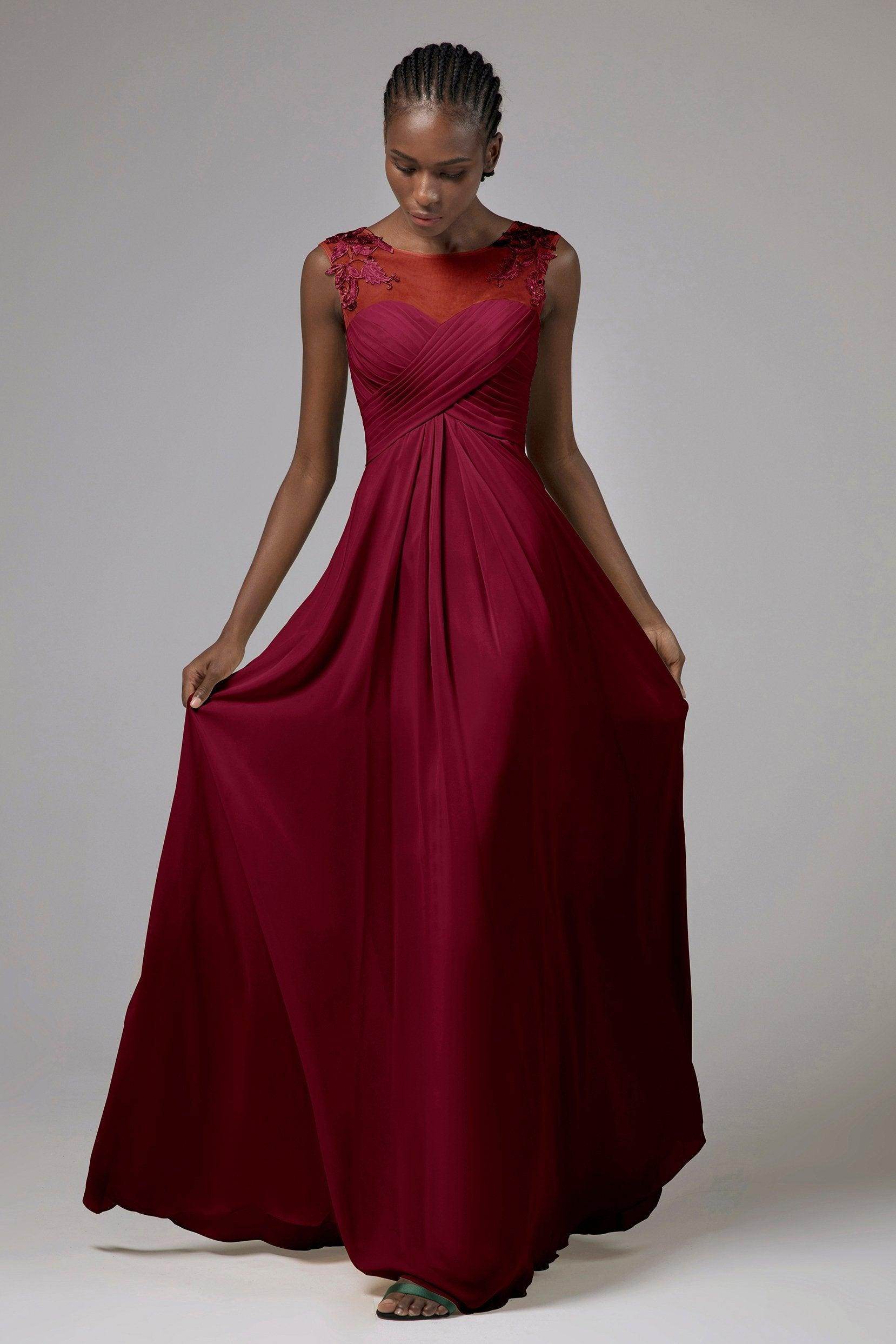 A-Line Floor Length Chiffon Bridesmaid Dress CB0397 - COCOMELODY